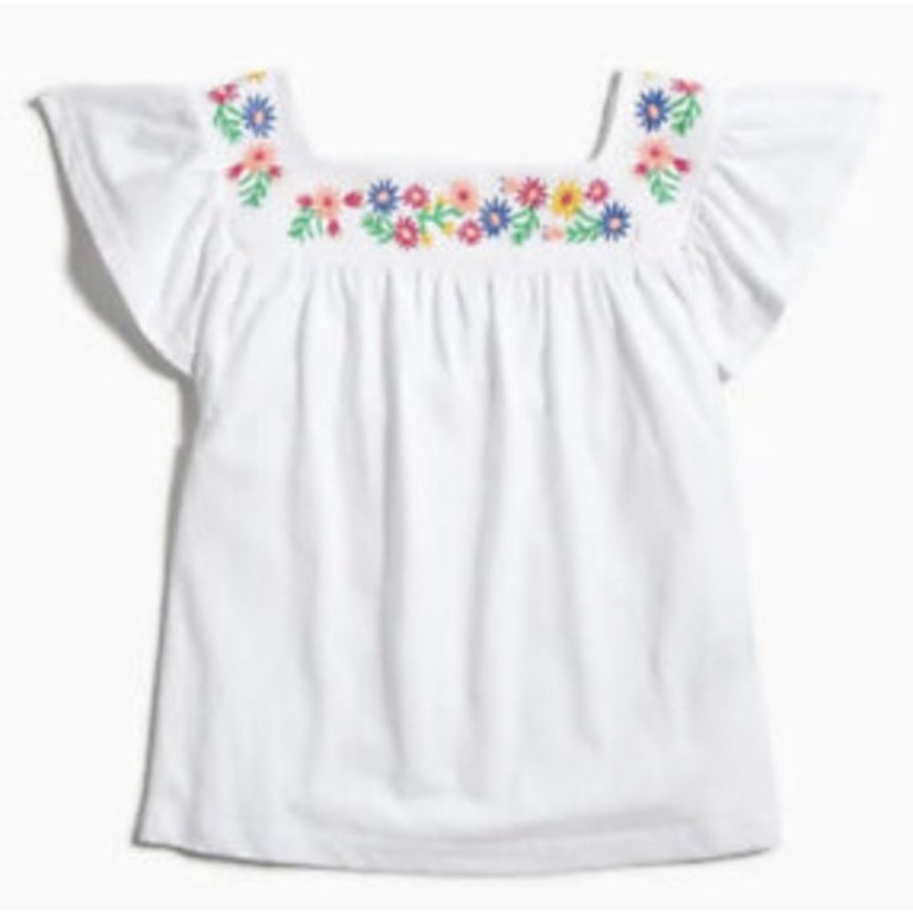 J Crew Girls' square-neck embroidered tee size 12 Item AL147